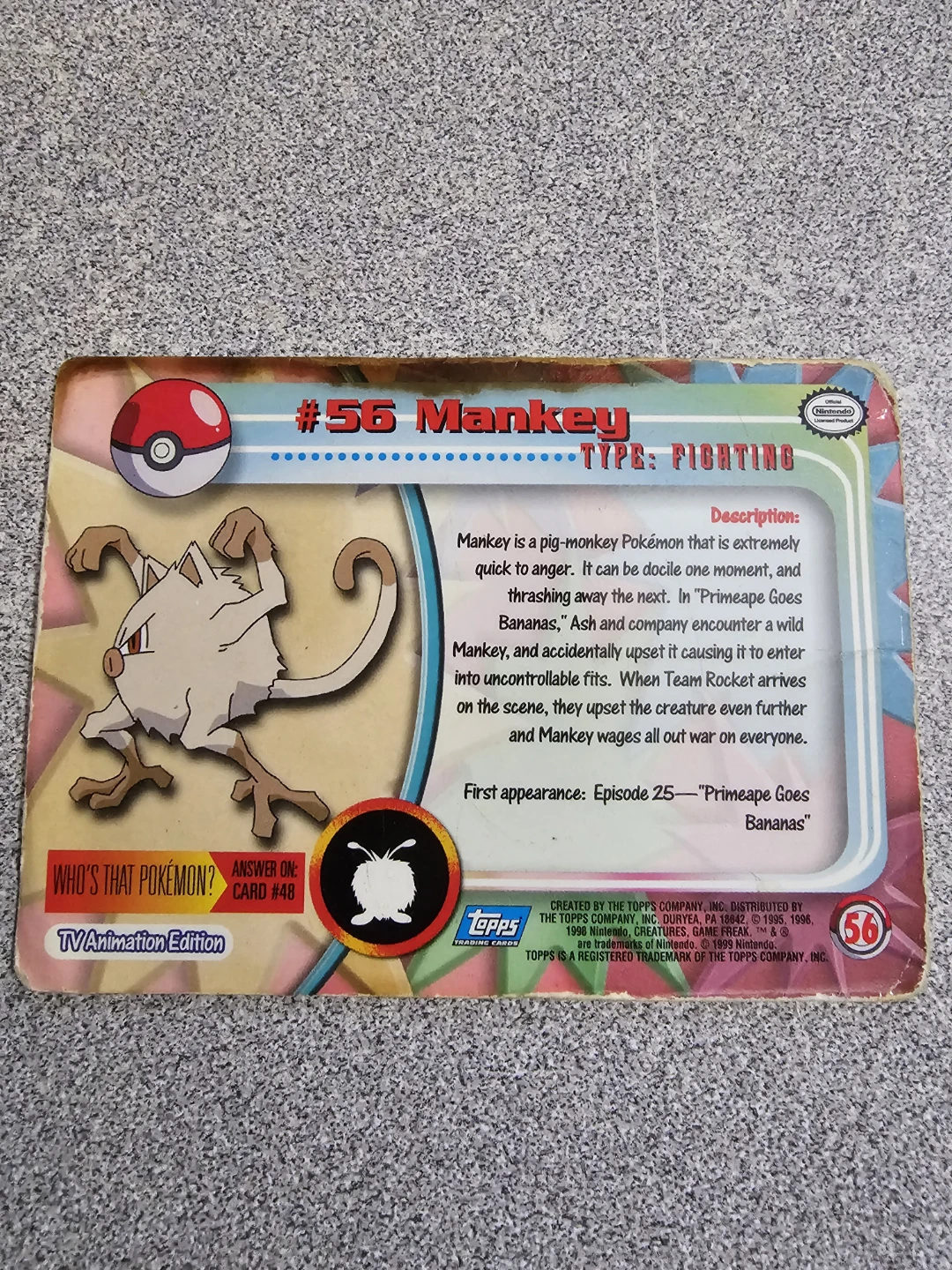 #56 Mankey Pokémon Card - photo 2