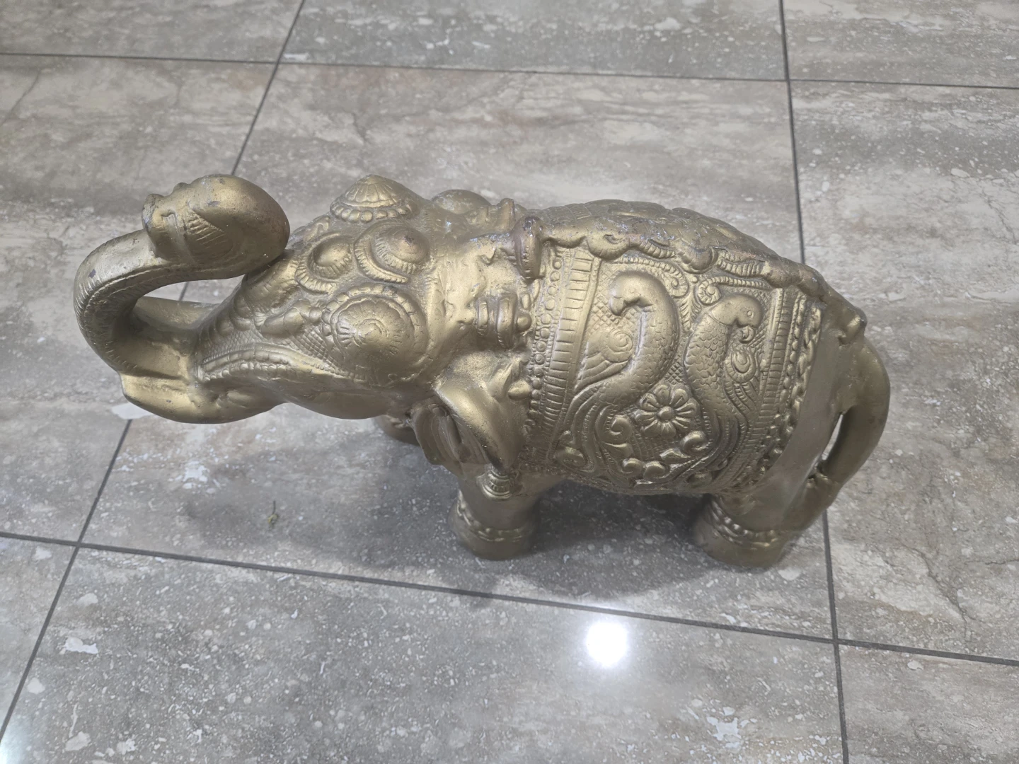 Ornate Golden Elephant Figurine - photo 3