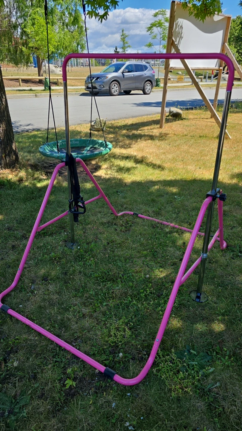 Pink Kids Gymnastics Bar with Swing Set Attachment