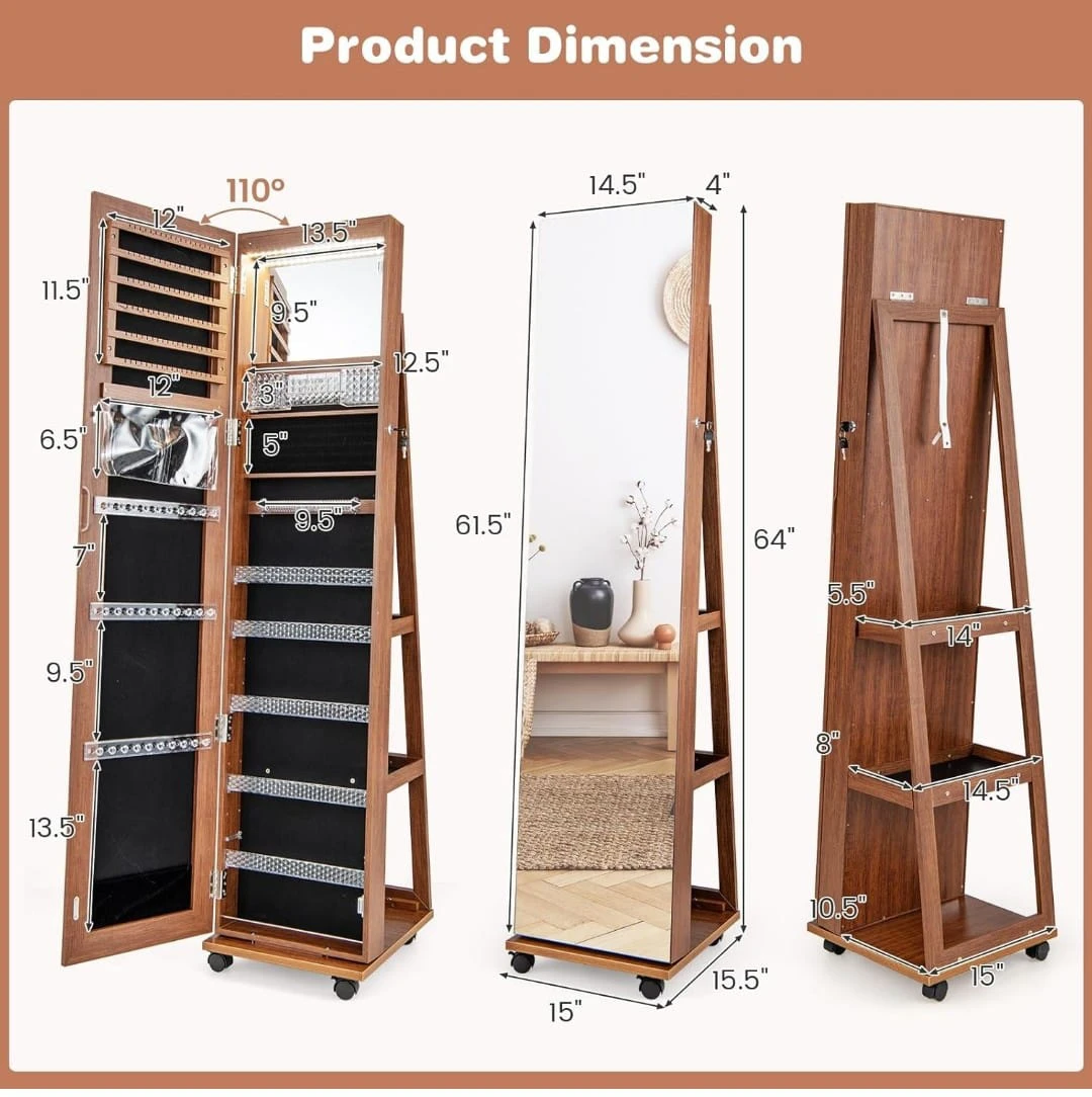 Jewelry Cabinet Armoire with Mirror - photo 5