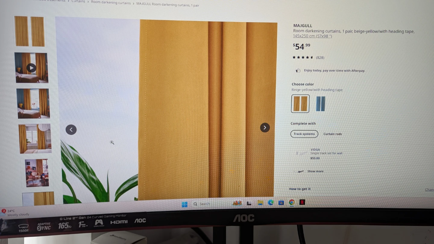 MAJGULL Room Darkening Curtains Beige-Yellow 1 Pair 145x250 cm