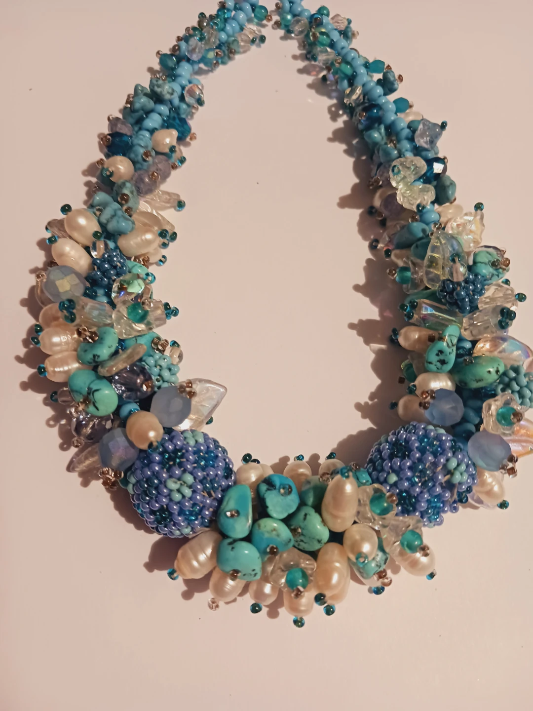Sterling Silver Turquoise, Freshwater Pearls,&Crystals Torsade - photo 4