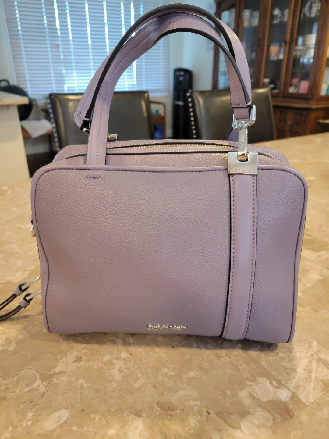 Calvin Klein Lilac Leather Satchel Handbag