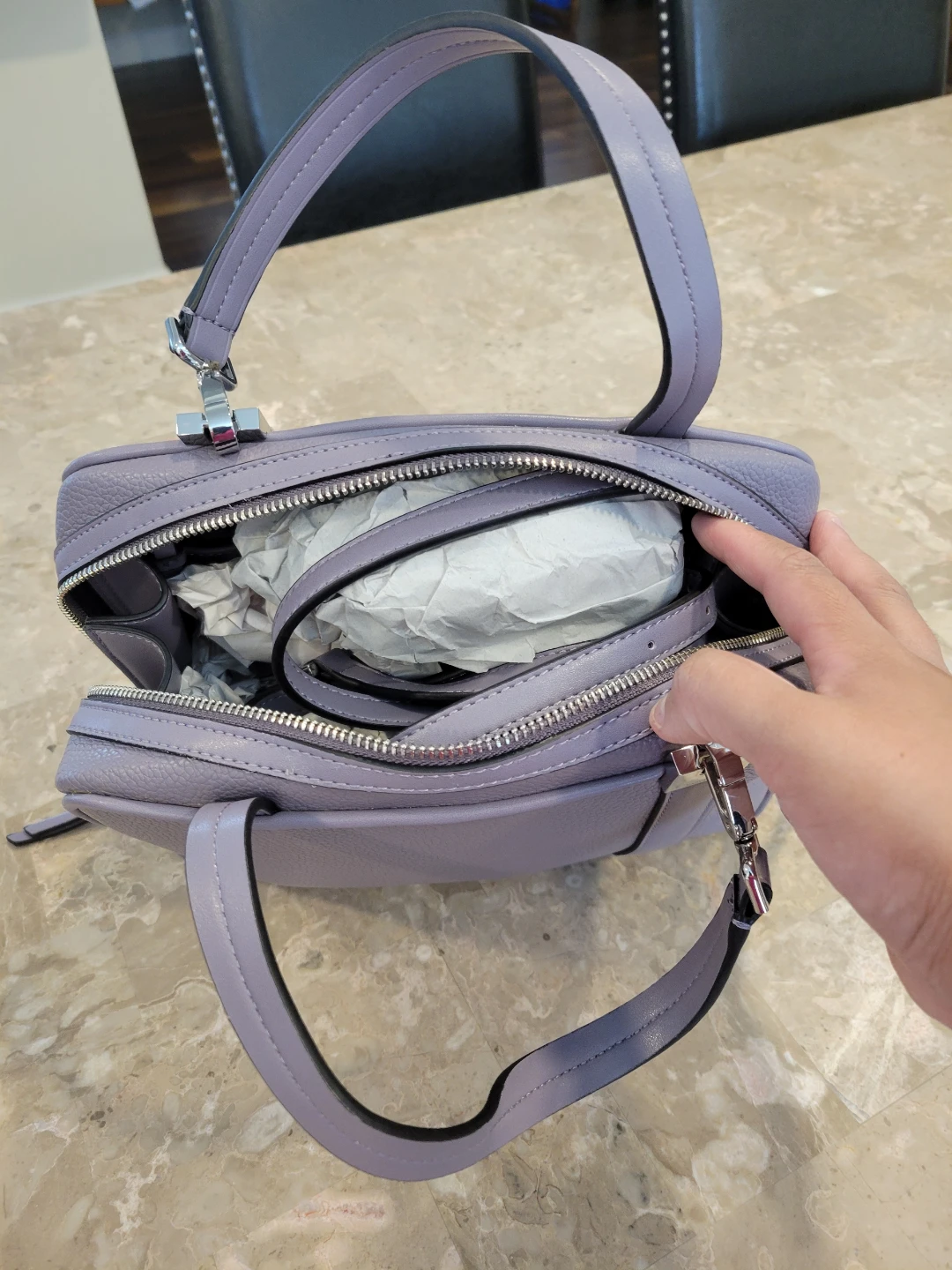 Calvin Klein Lilac Leather Satchel Handbag - photo 2
