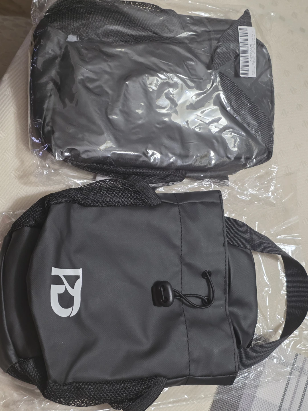 Black Drawstring Bag with Strap