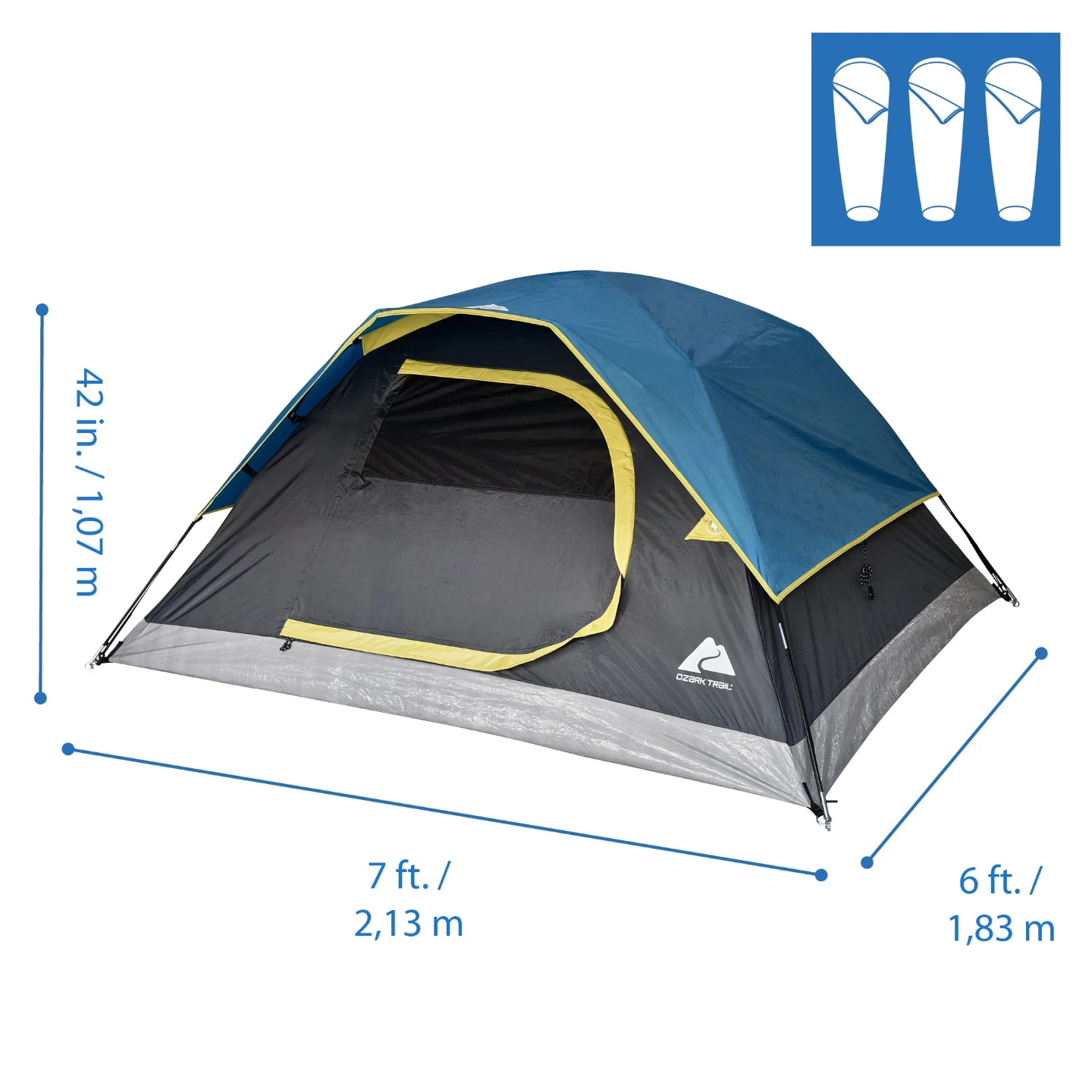 OzarkTrail 3 Person Camping Tent, Rain Fly, Like new-Moving sale - photo 2