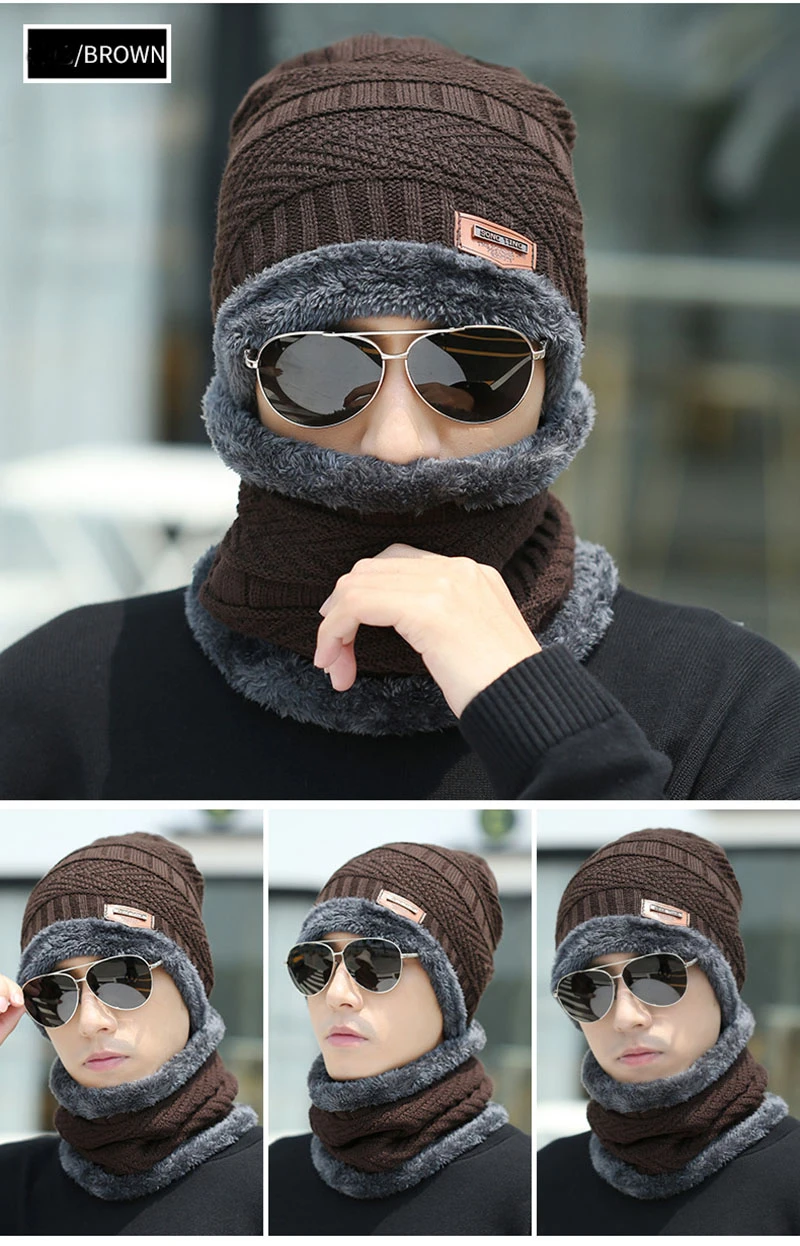 Brown Knit Hat, Scarf, and Gloves Set - photo 4