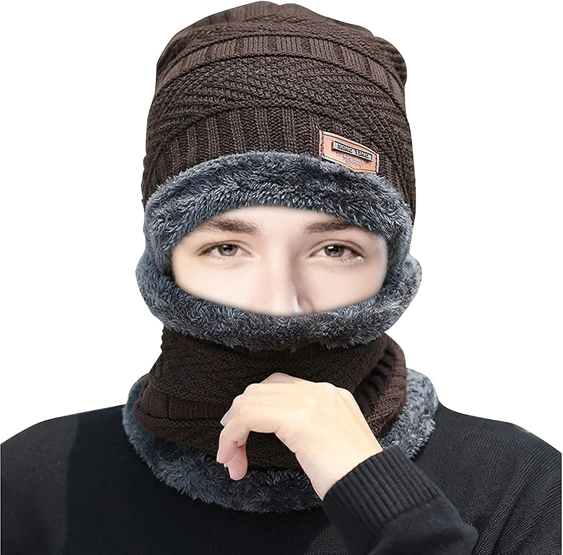 Brown Knit Hat, Scarf, and Gloves Set - photo 5