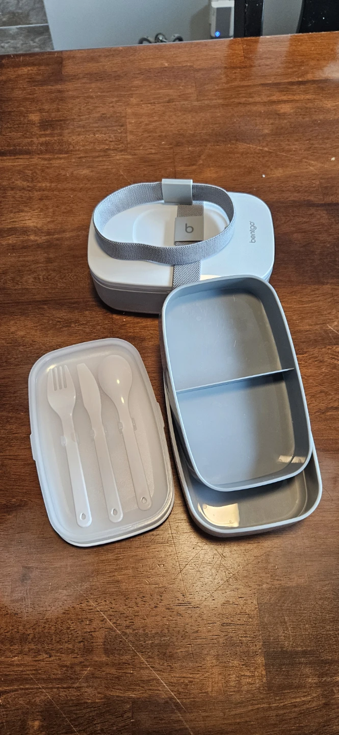 Two Bento Box Lunch Container Sets with Utensils