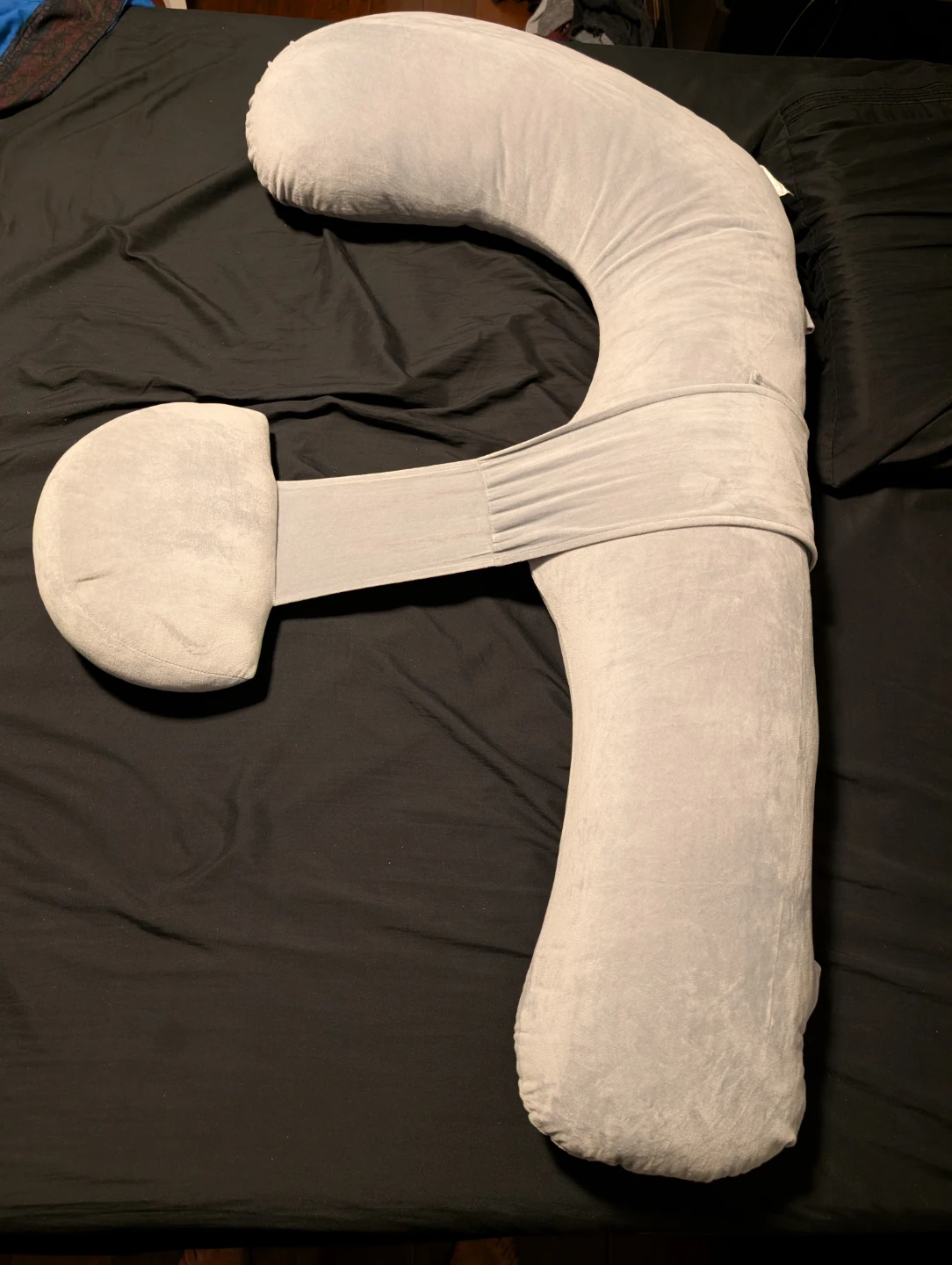 Grey momcozy F-shaped Full Body Maternity Pillow