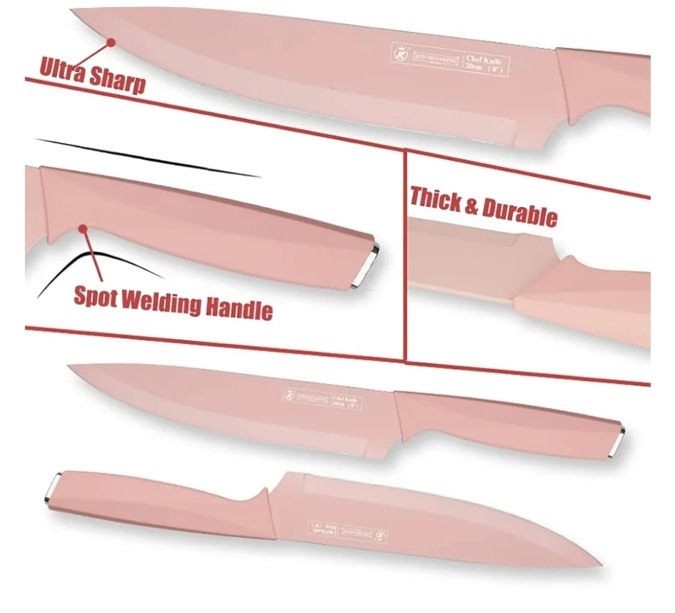 7 Pcs White Kitchen Knife Set with Stand - photo 3