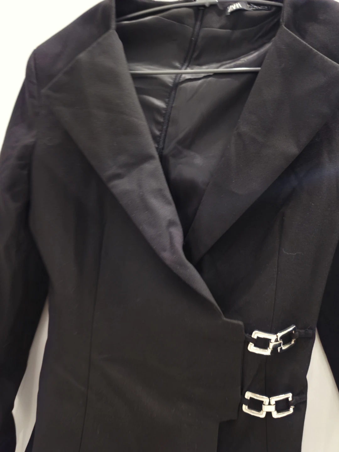 Zara Black Blazer Dress with Buckle Detail - photo 2
