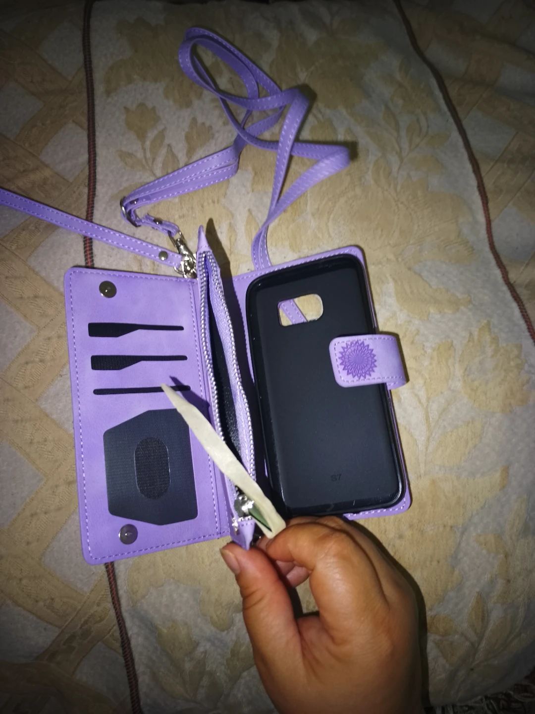 Purple Mandala Wallet Phone Case with Strap - photo 3