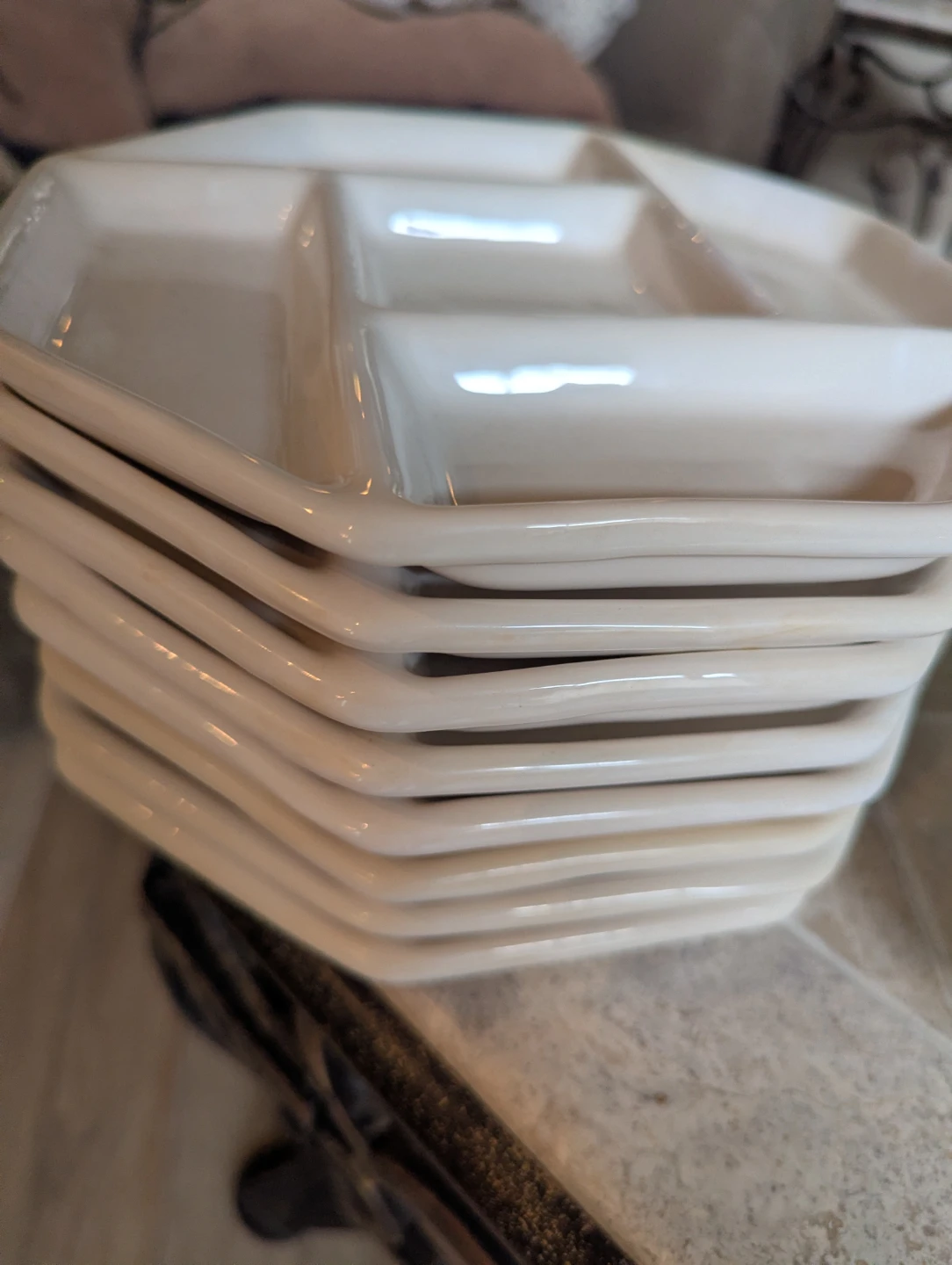 Set of 7 White Divided Serving Platters for fondue - photo 2