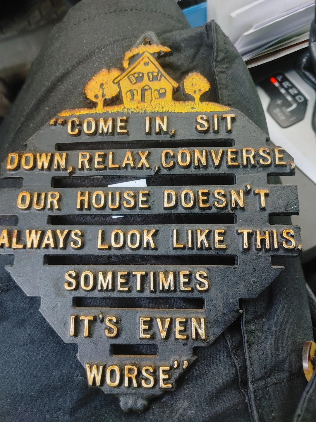 Cast Iron "Come In Sit Down, Relax, Converse" Sign