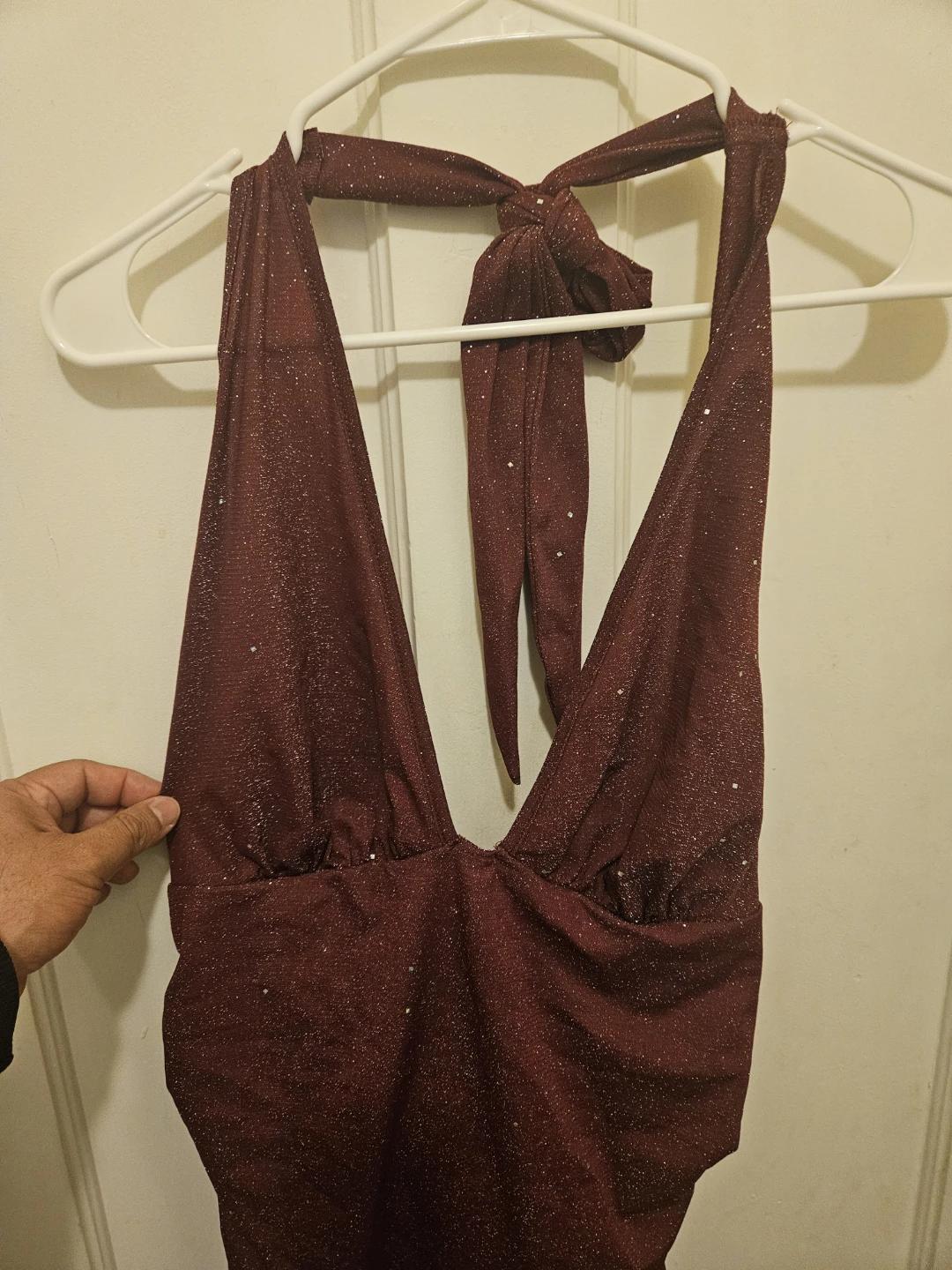 Shein Sparkly Burgundy Halter Dress - photo 4