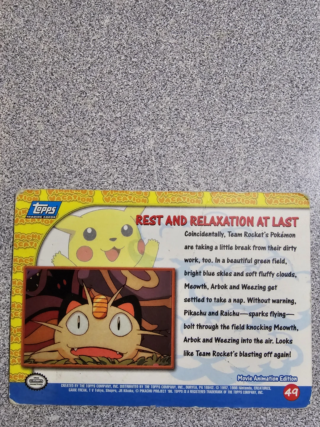 Topps Pokemon "Rest And Relaxation At Last" Trading Card - photo 2