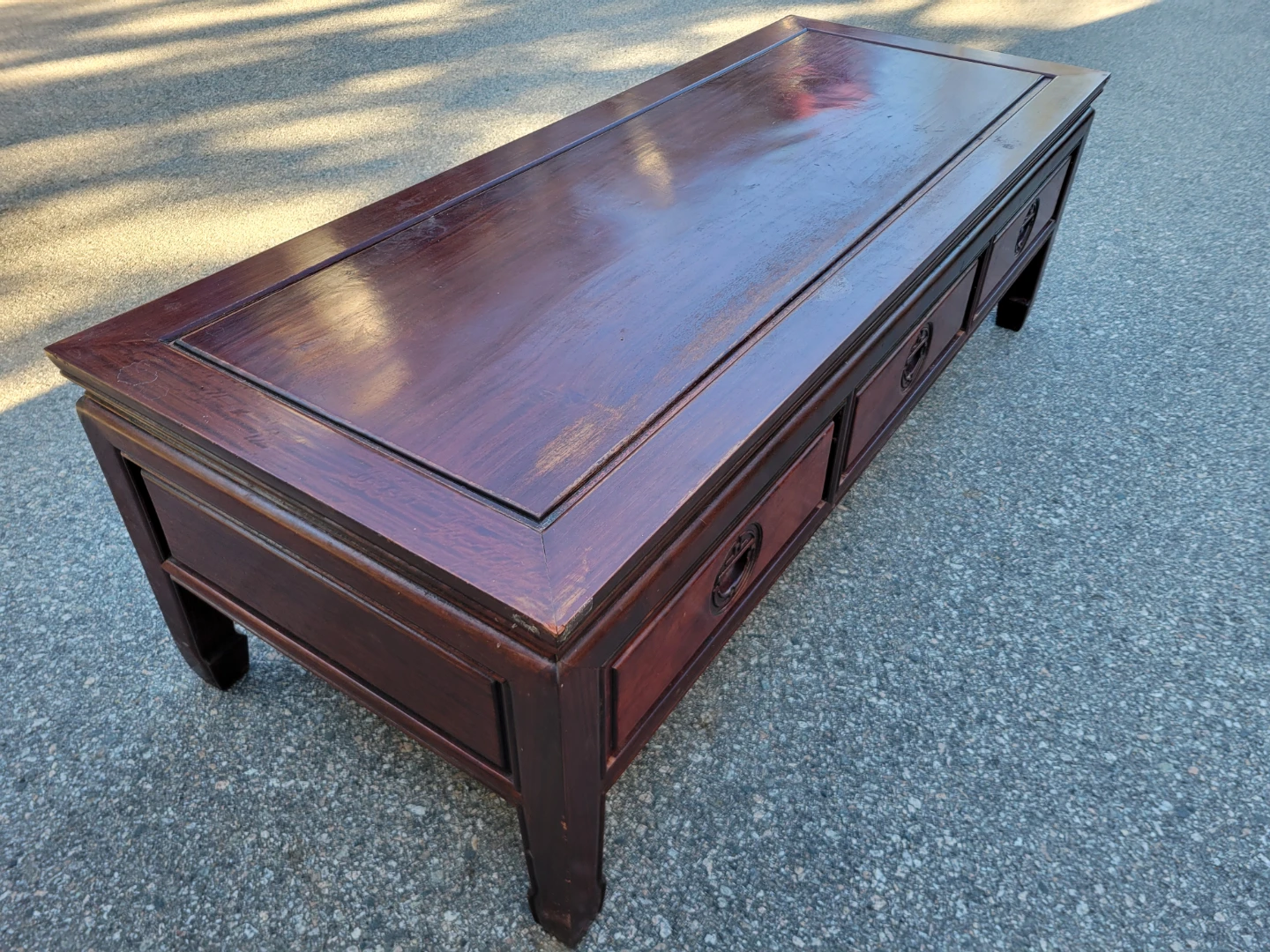 Vintage Chinese Ming Style Solid Wood Coffee Table – 3 Drawers