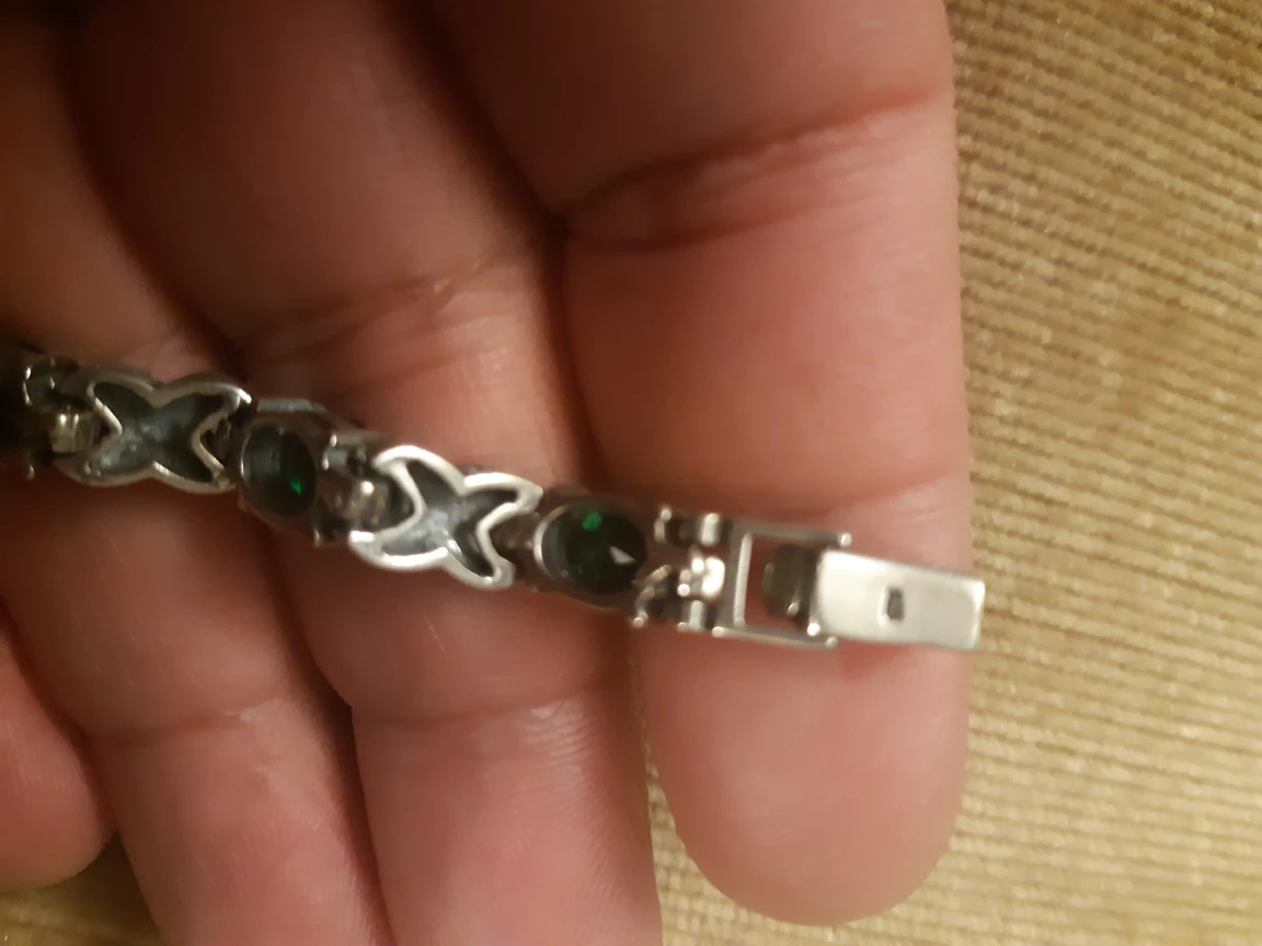 Silver 925 Bracelet with green stones - photo 4