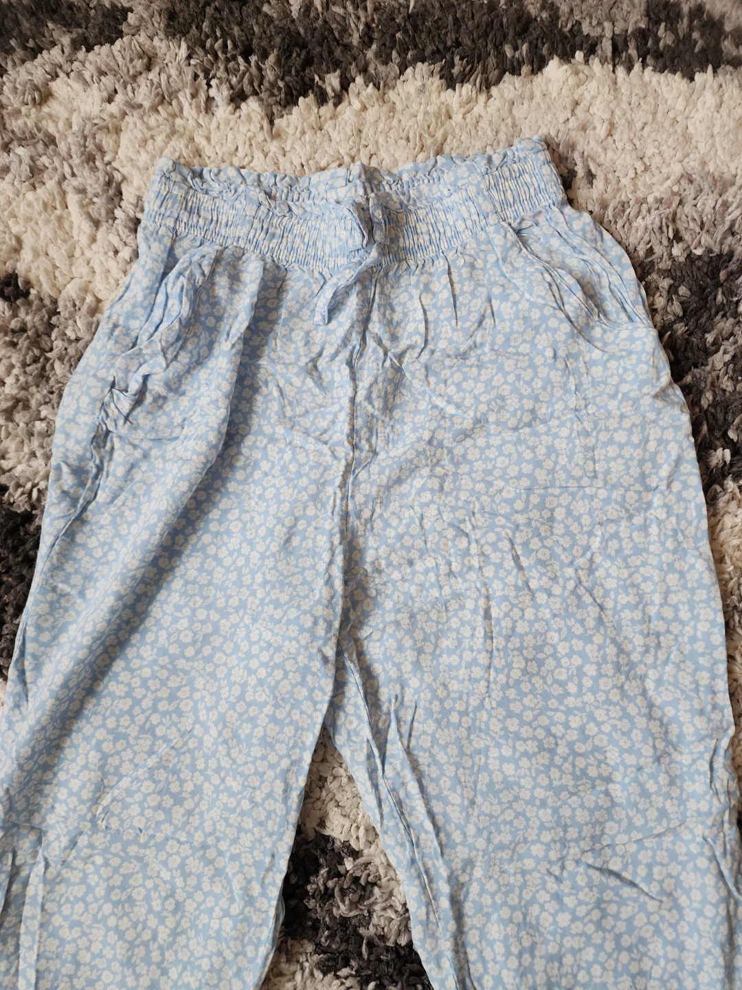 H&M Blue Floral Smocked Waist Pants Size 14 - photo 2
