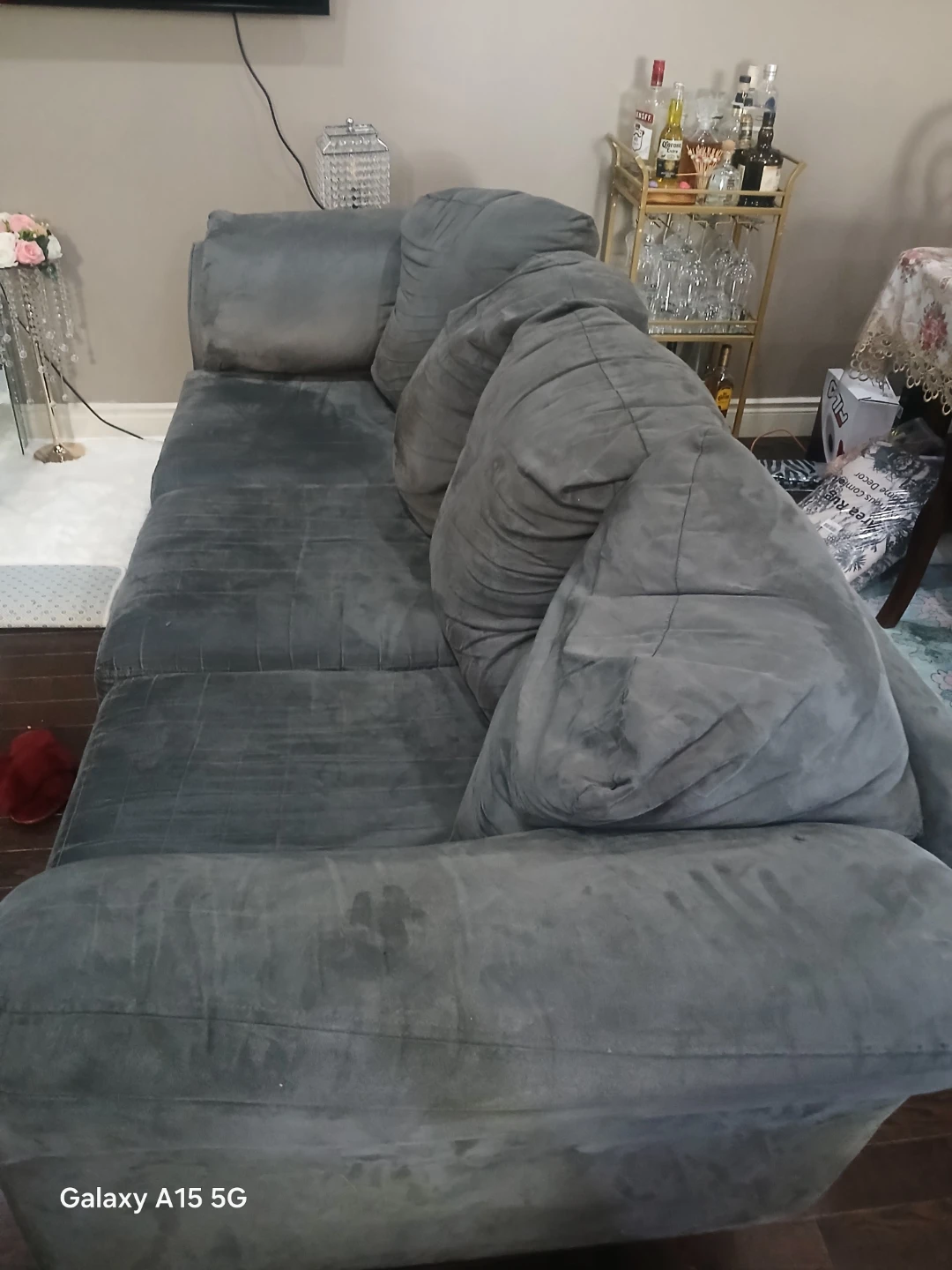 Grey Fabric sofa and armchair