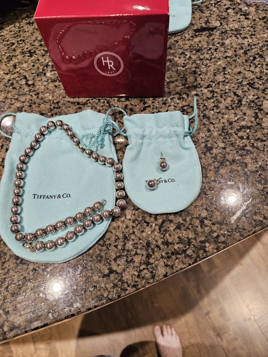 Tiffany & Co. Sterling Silver Ball Necklace and Earrings Set