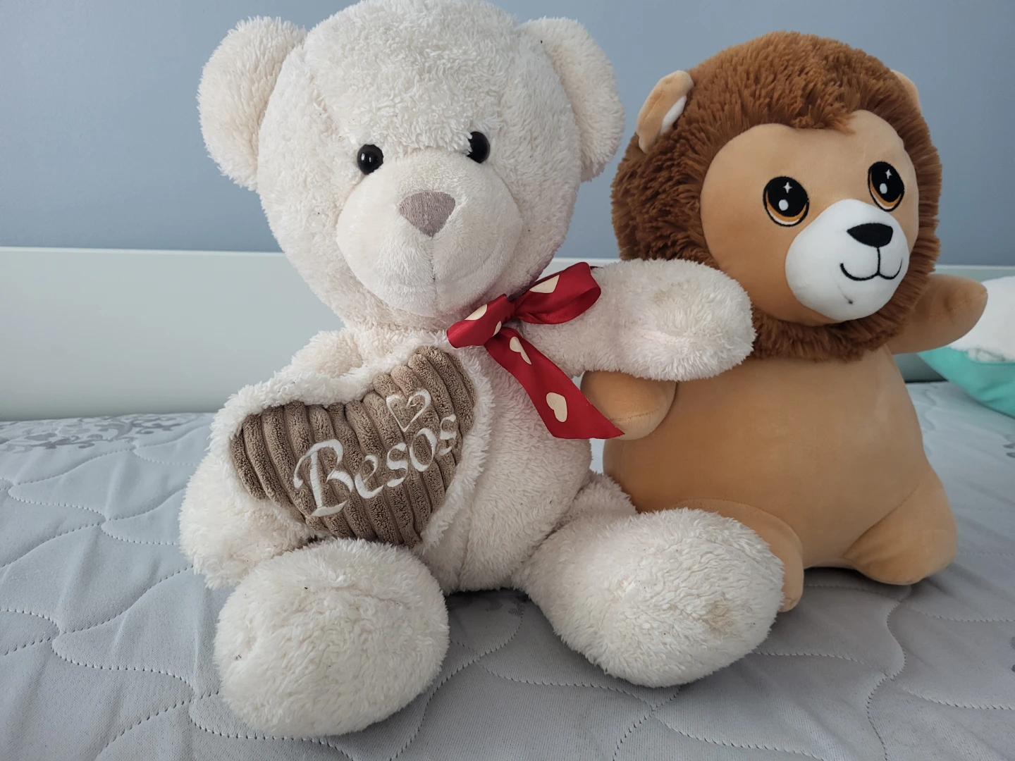 Plush Teddy Bear and Lion Set
