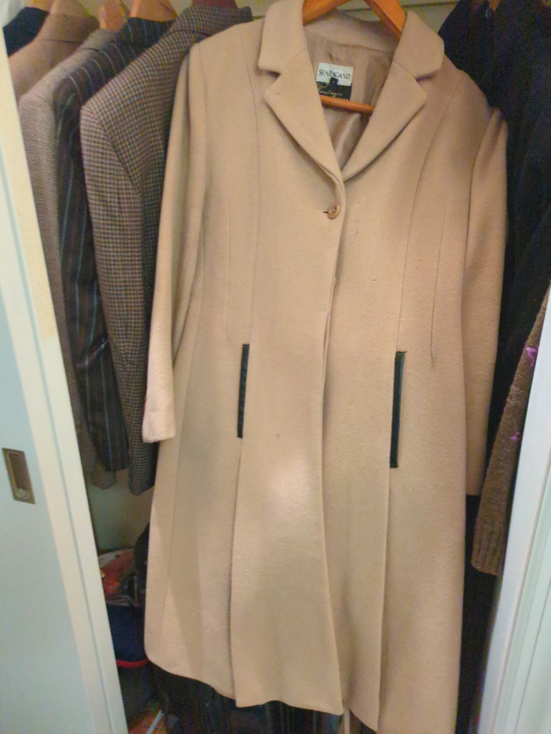 Sharagano Women's Tan Wool Blend Coat