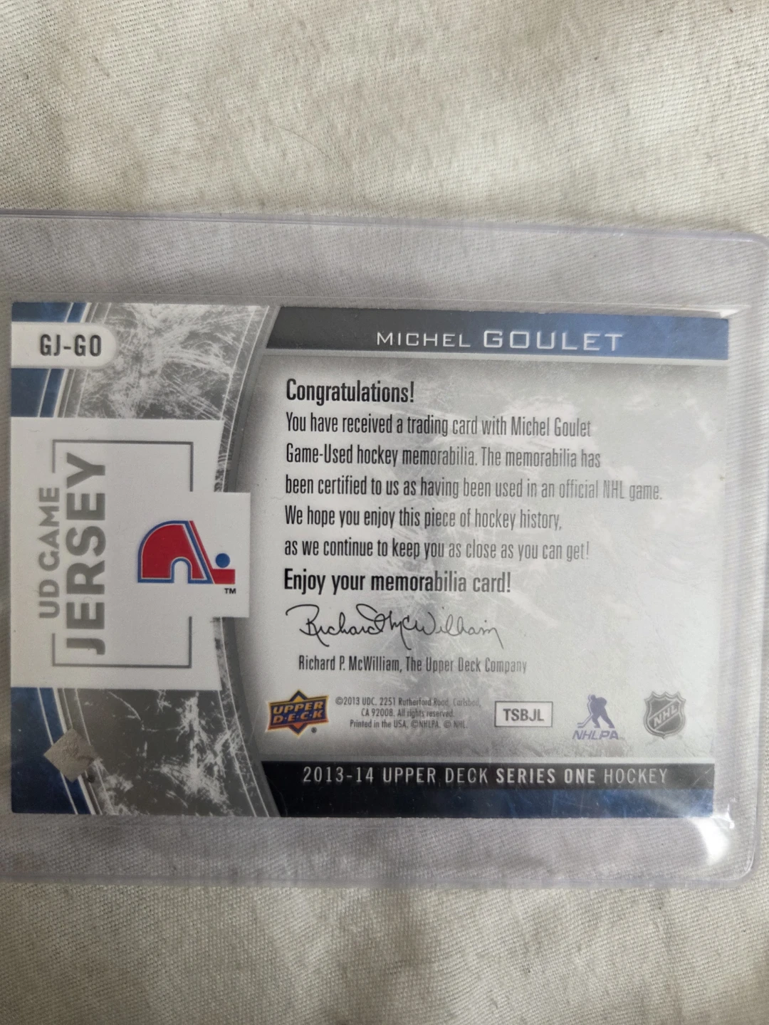 Upper Deck Michel Goulet 2013-14 UD Game Jersey Hockey Card - photo 2