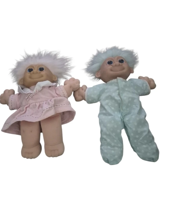 Vintage Troll Dolls - Baby Boy & Girl Set