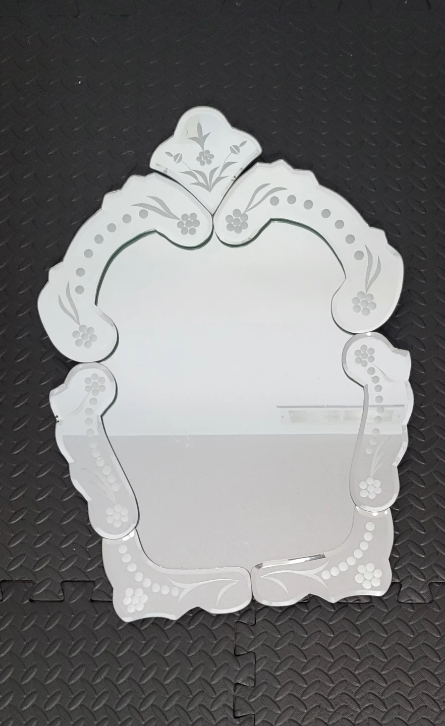 Decorative Accent Mirror with Etched Floral Design