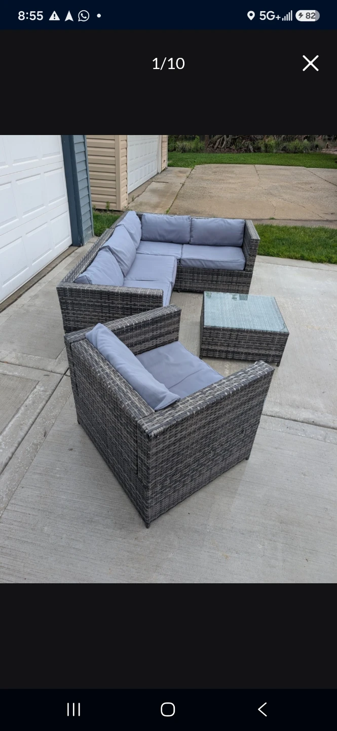 Gray Wicker Sectional Outdoor Sofa Set with Coffee Table - photo 3