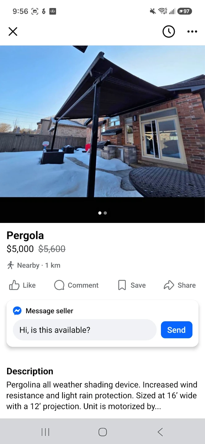Pergolina Motorized Pergola 16' Wide