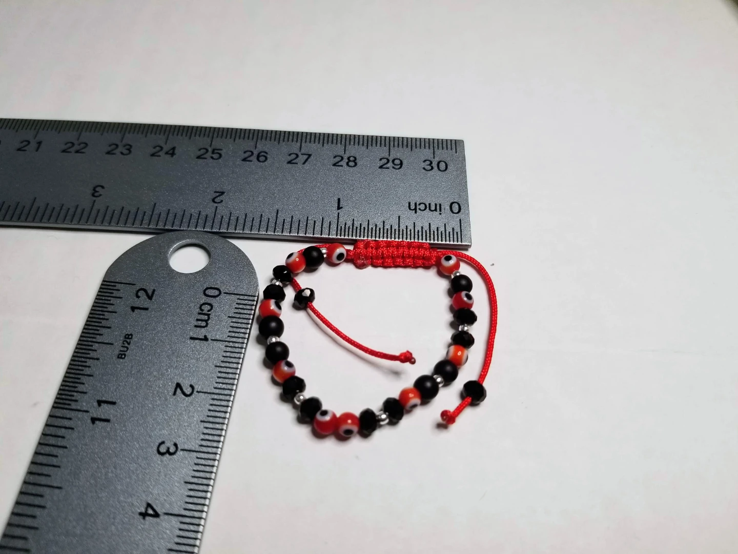 Baby Evil Eye Bracelet Red Cord Black & Red Beads