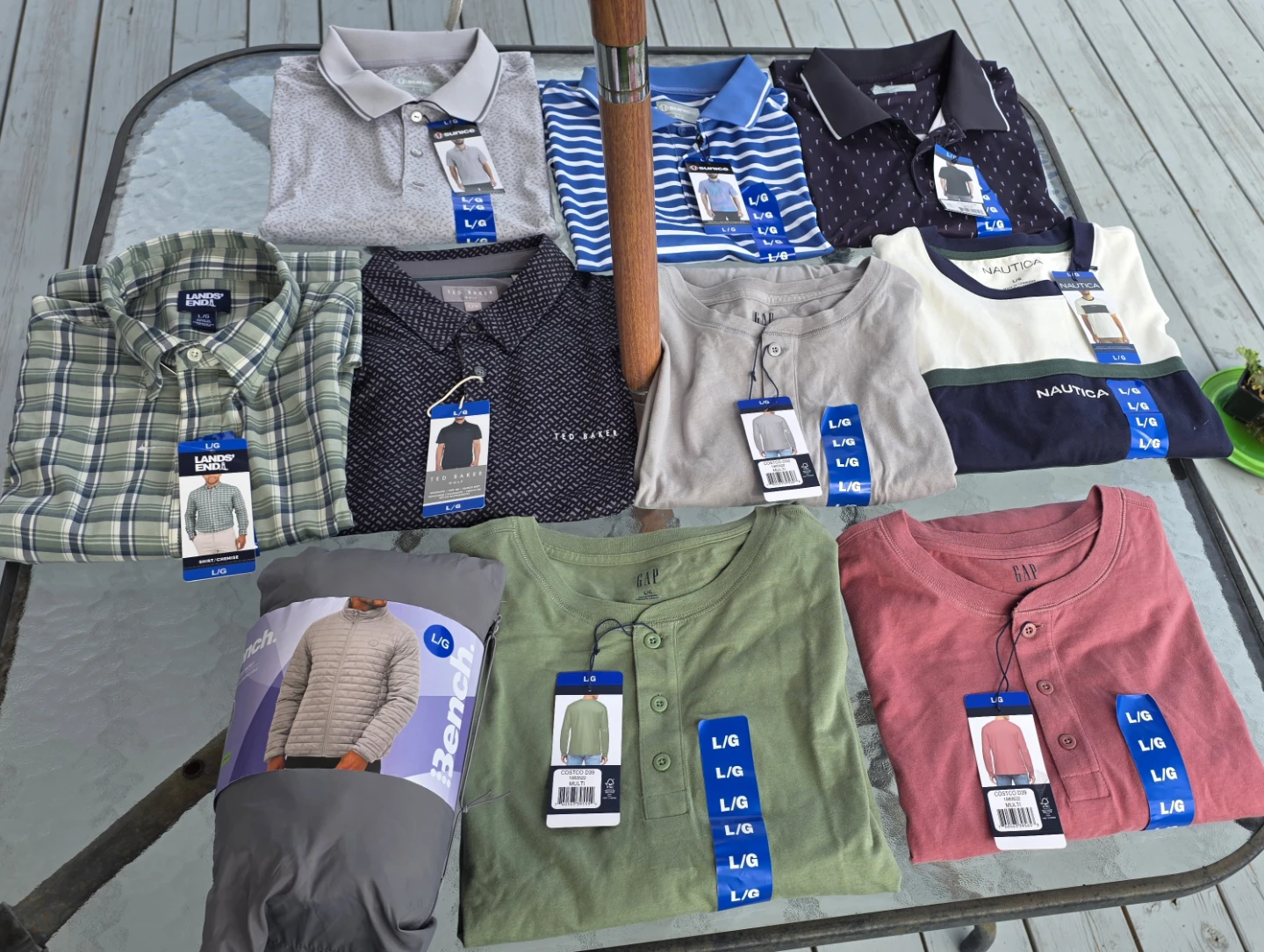 Assorted Men's Clothes: Pants, Shorts, Polos Long Sleeve Shirts