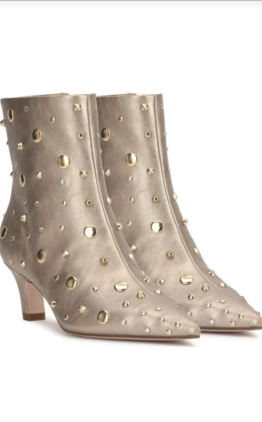 Jessica Simpson Viviana Ankle Boots - Gold, Size 7