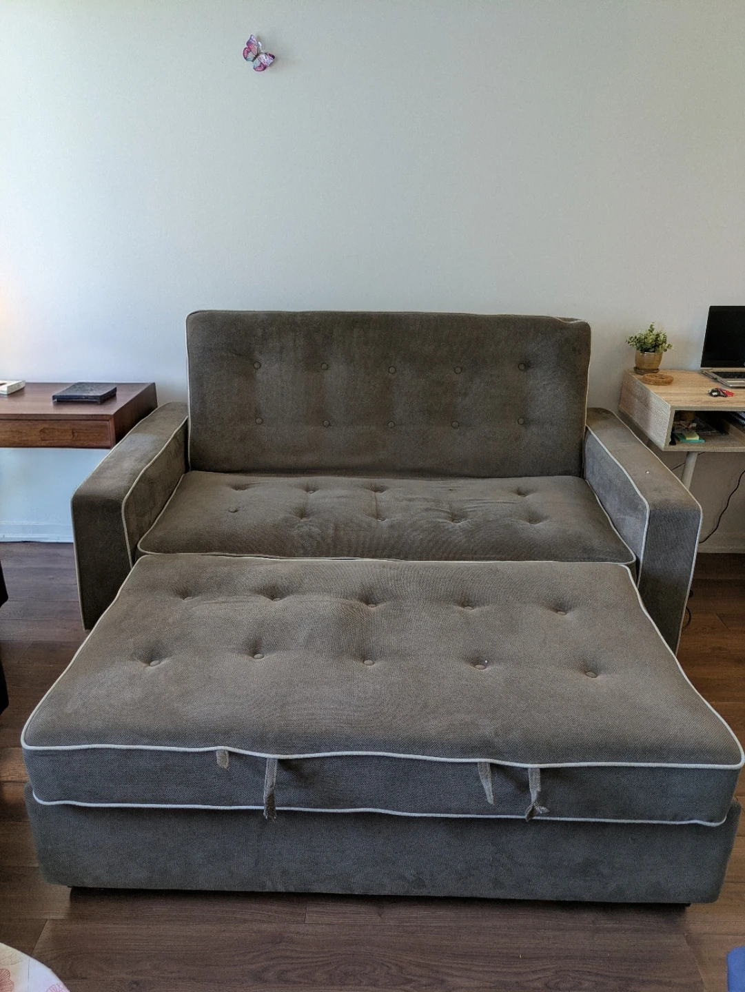 Grey Loveseat Sofa Bed with Ottoman - photo 4