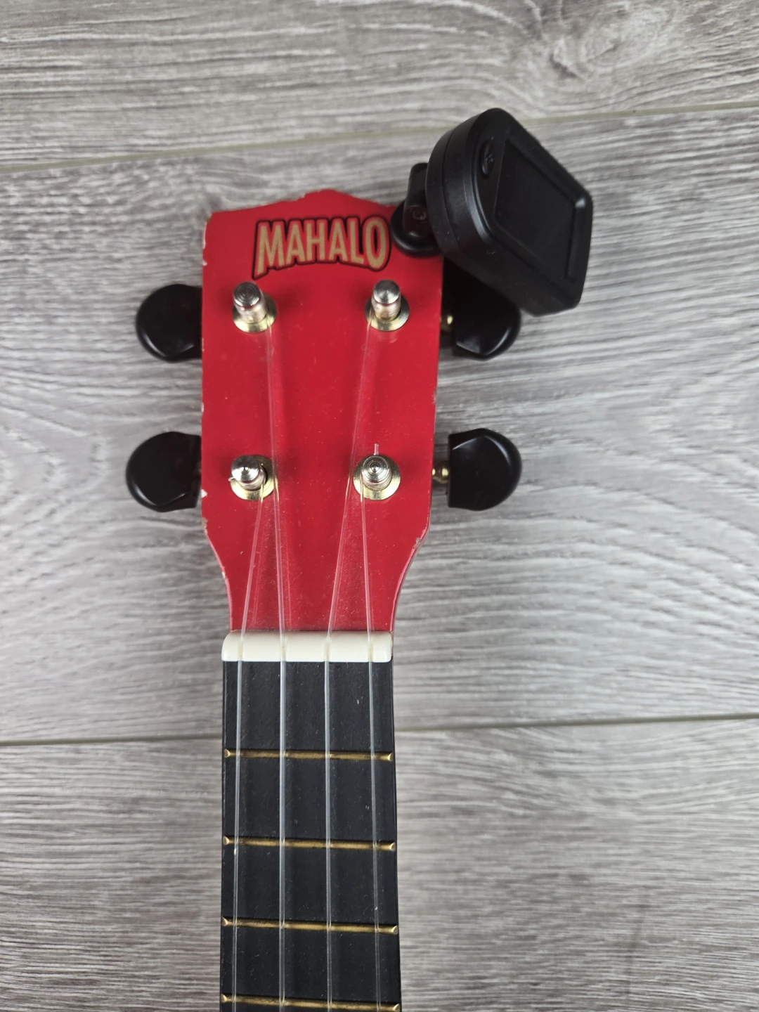 Red real wood ukelele with tuner - photo 5