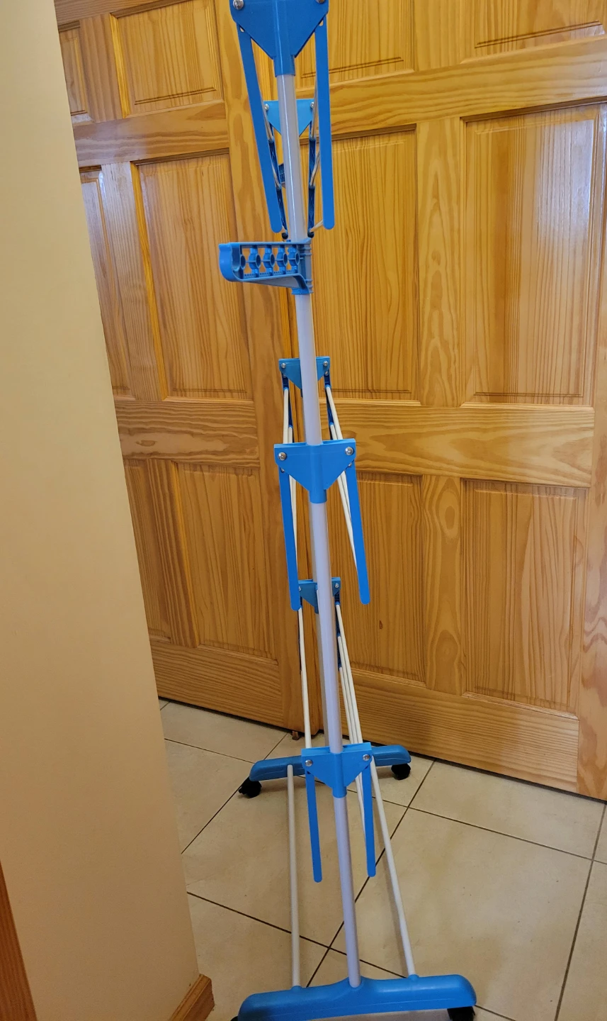 NEW Blue and White Tall Folding Drying Rack with wheels - photo 2