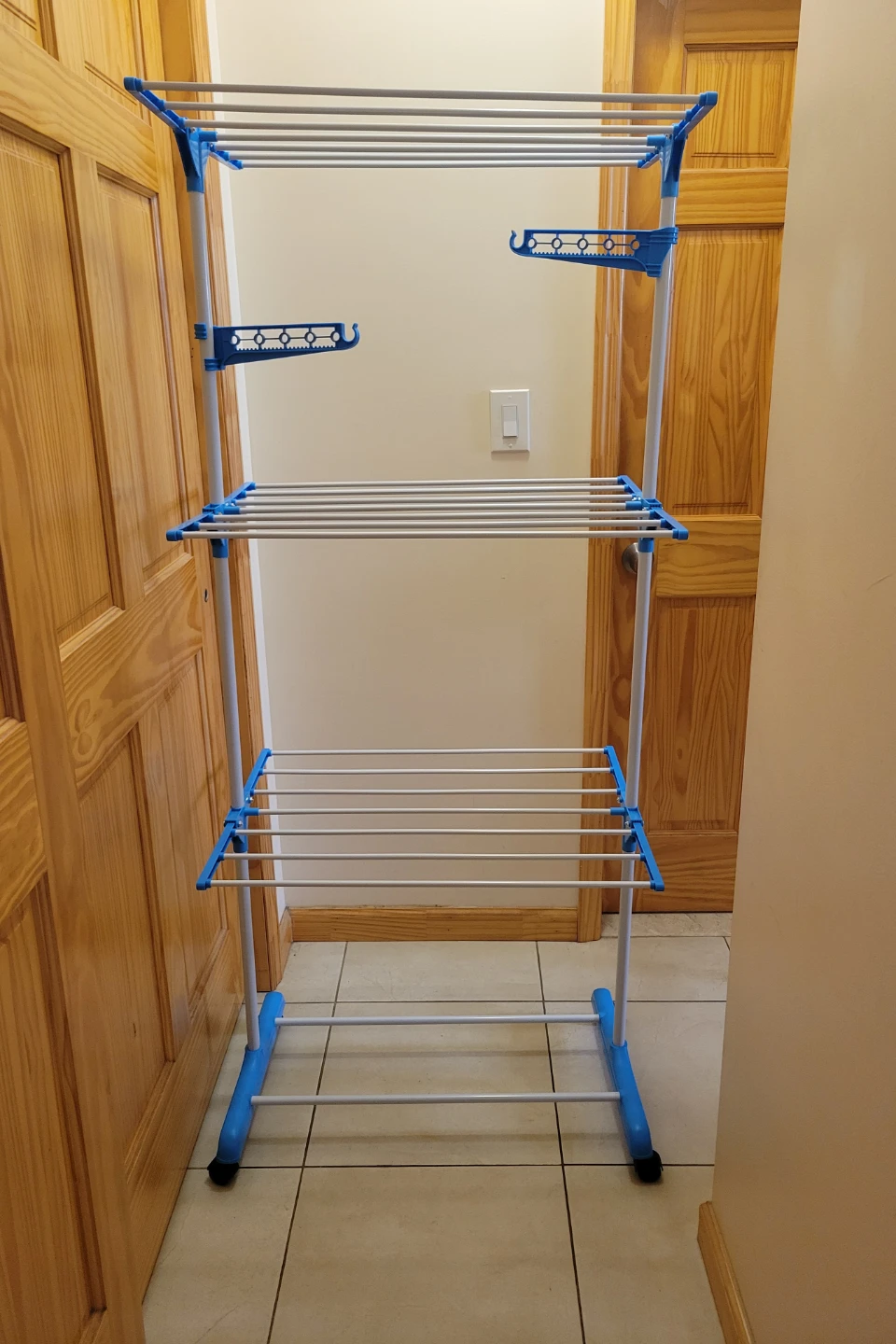 NEW Blue and White Tall Folding Drying Rack with wheels - photo 5