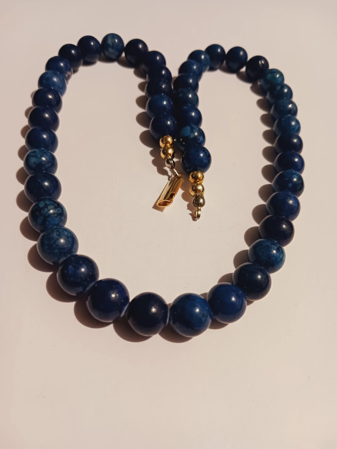 Lapis Lazuli Stone Beaded Necklace with Gold Clasp - photo 3