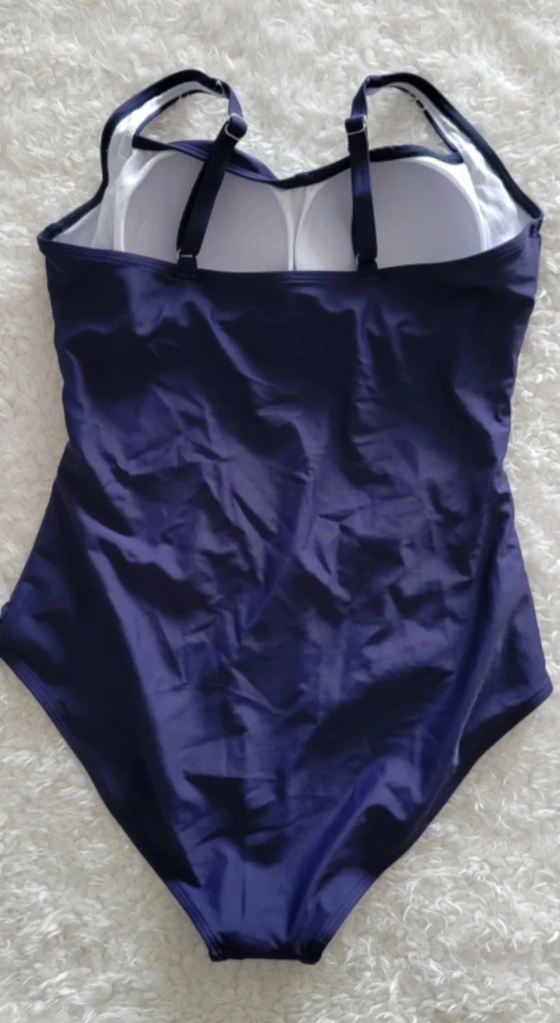 Brand New Navy Blue Ruched One-Piece Swimsuit - photo 4