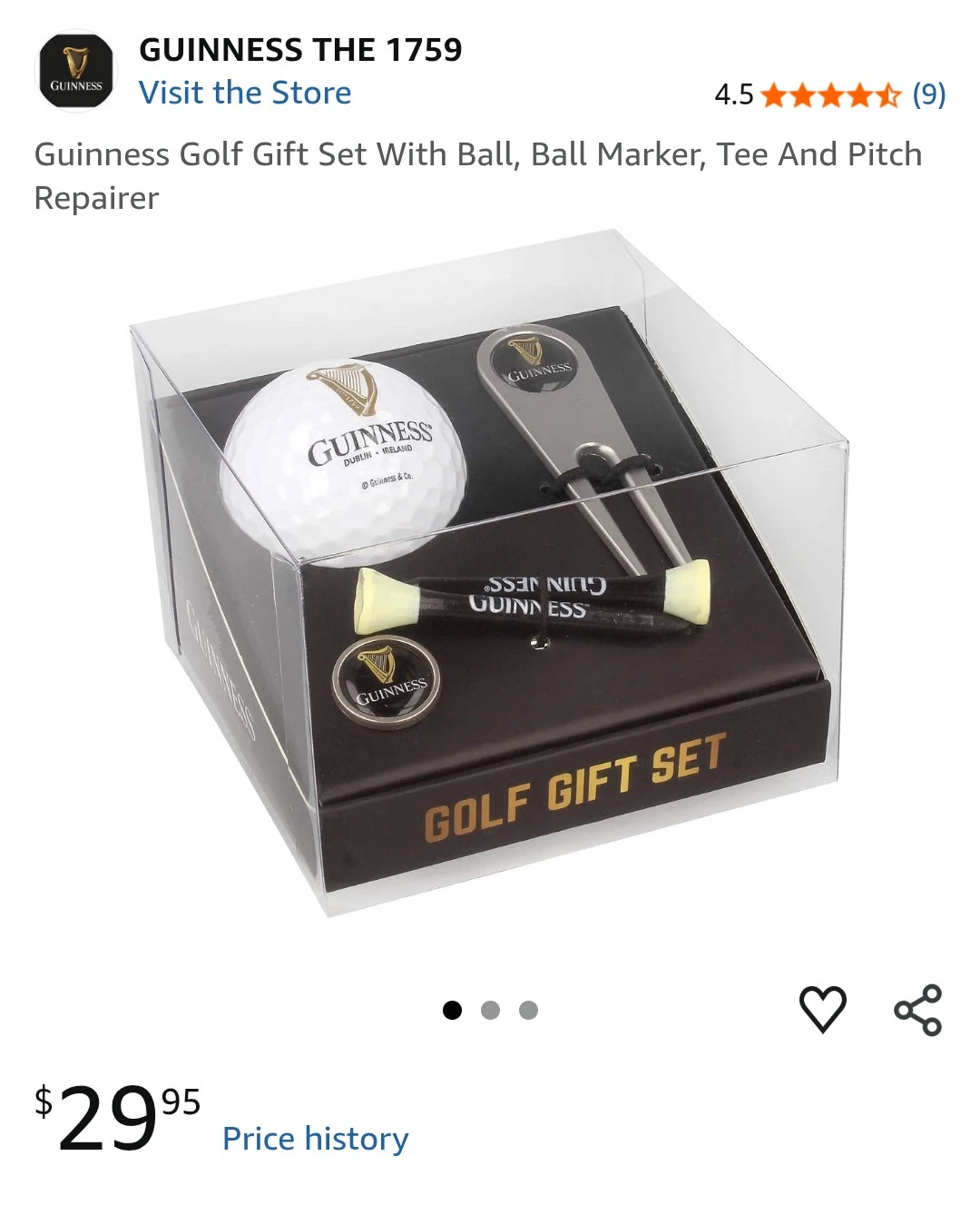 Guinness Golf Gift Set with Ball, Marker, Tee and Pitch Repairer
