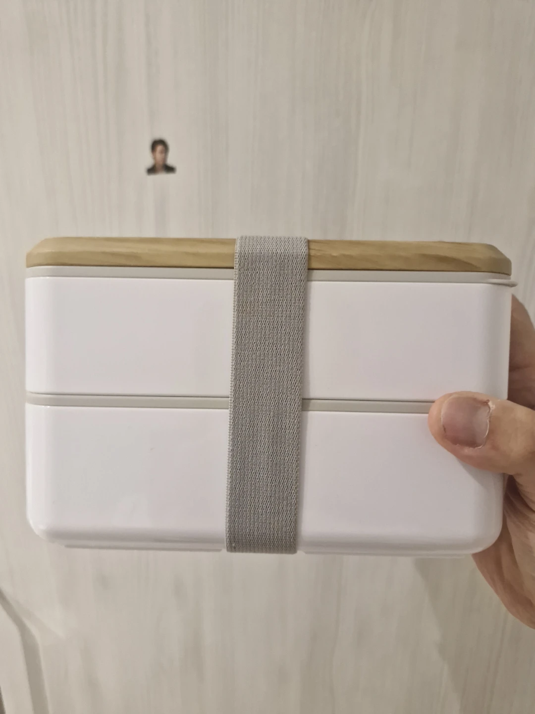 White Bento Lunch Box with Bamboo pattern Lid
