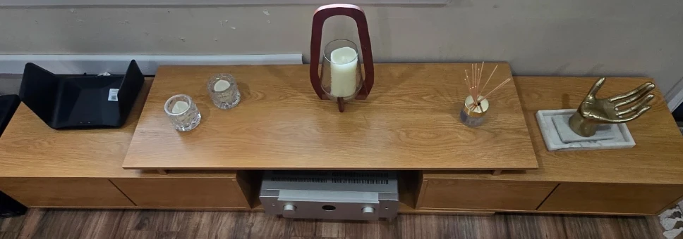 5ft-9ft Extendable Media Console TV Stand with Storage - photo 2