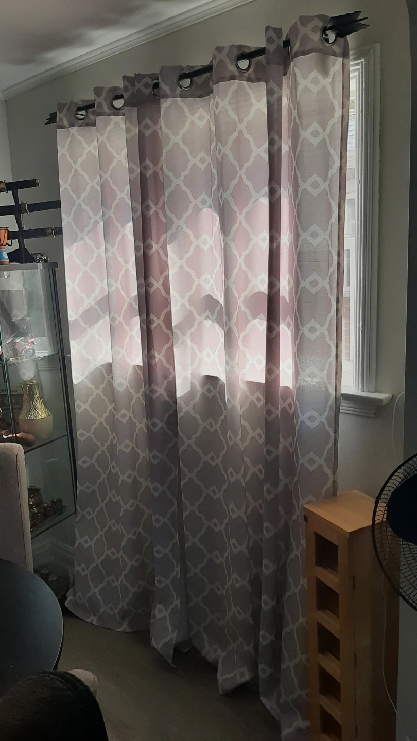 4 Patterned Curtains - Light grey/Purple and White - photo 2