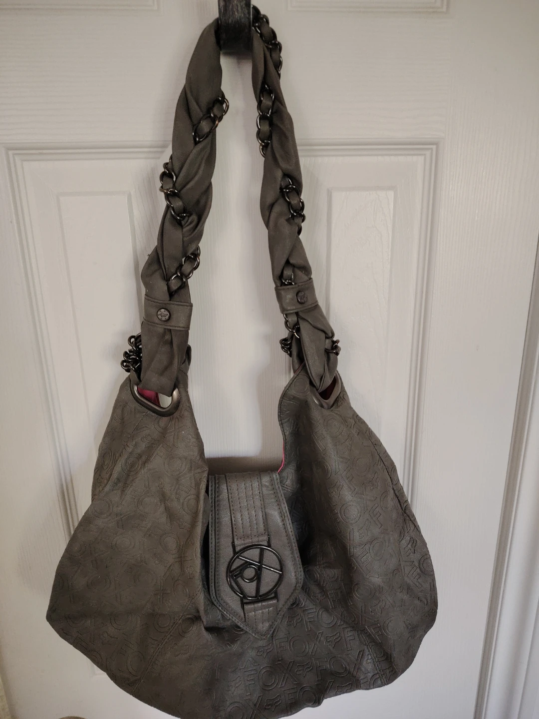 Fox Racing Grey Hobo Bag with Chain Straps