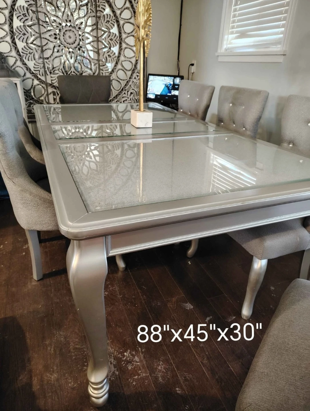 Dining Table and Chairs Set with Glass Top