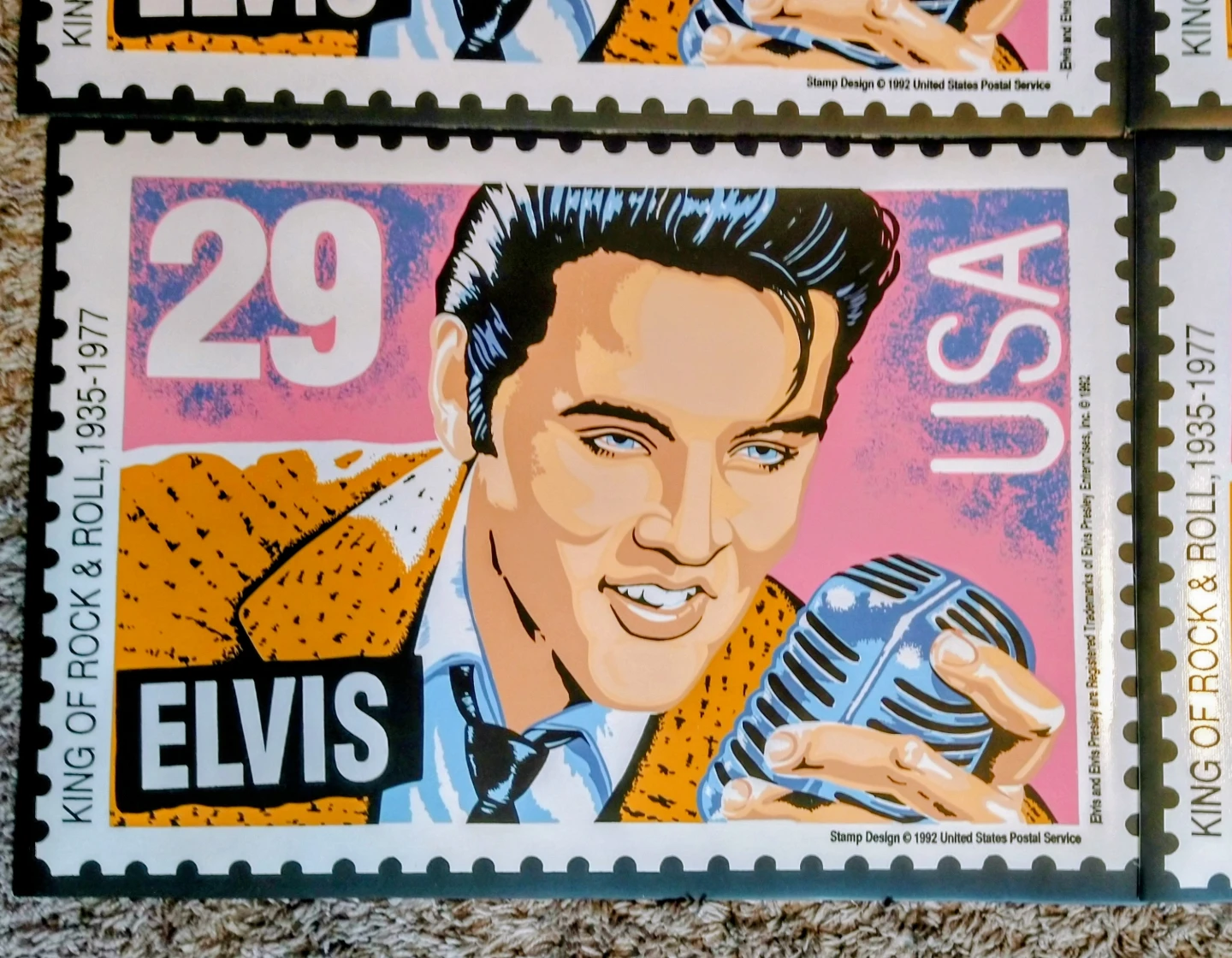 Vintage 1992 Elvis Presley 13"×19"Placemats US Postal  Set of 4 - photo 5