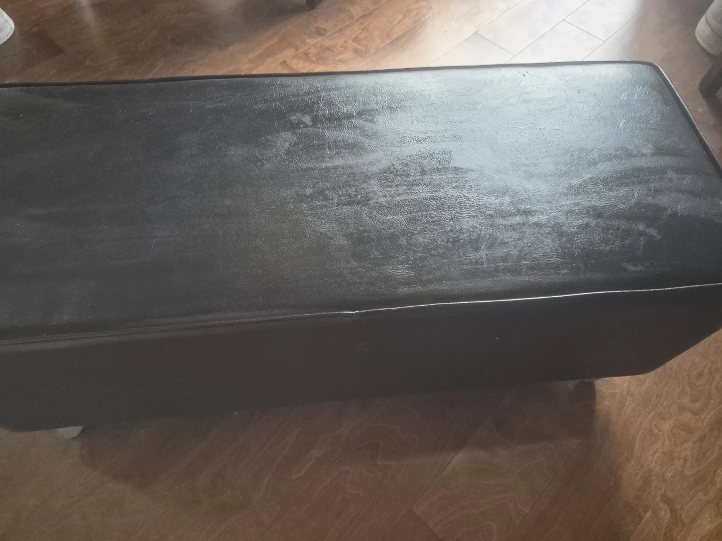 Black Faux Leather Bench - photo 2